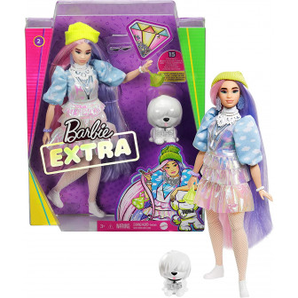 Barbie Extra Doll in Shimmery Look with Pet Puppy Toy