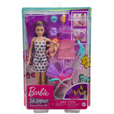 Barbie Babysitter and Stroller Doll Purple Hair